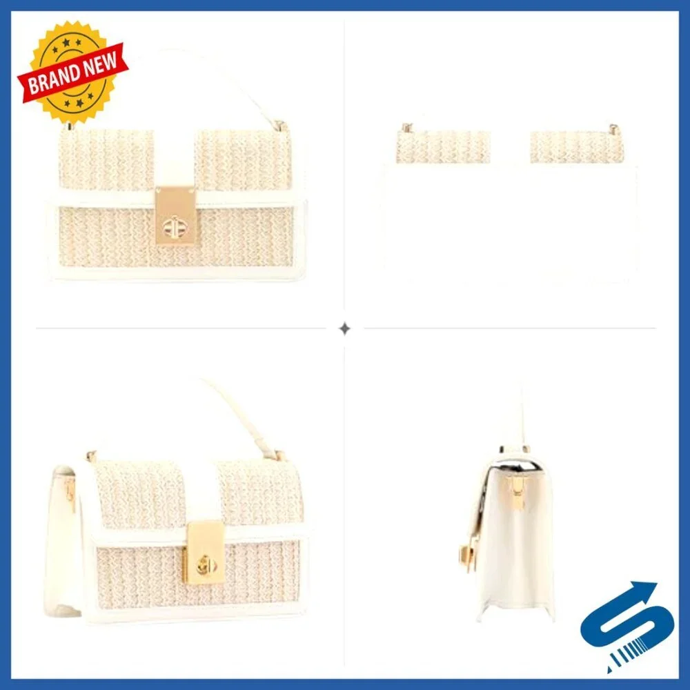 Straw Woven Crossbody Bag Boho Beach Purse Adjustable Strap Top Handle